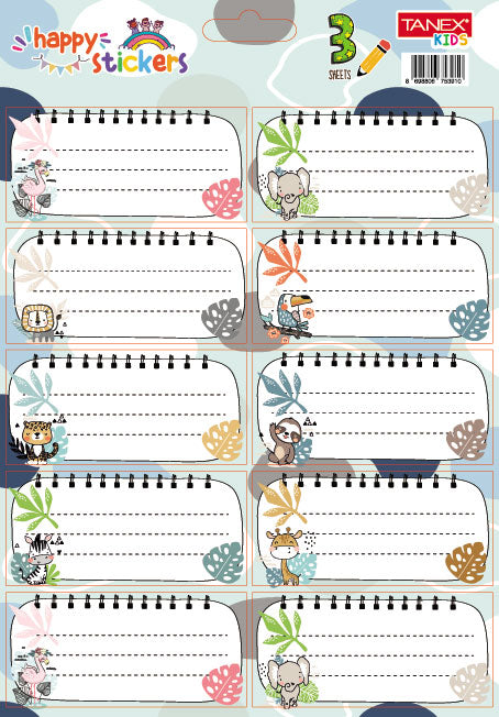 ETICHETE SCOLARE 30/SET ANIMALE SALBATICE TLS-833 TANEX ETICHETE SCOLARE 30/SET ANIMALE SALBATICE TLS-833 TANEX
